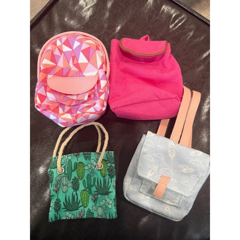 American Doll Backpacks Purse Lot‎ 4 Mini Bags Pink Cactus Rocket Ship